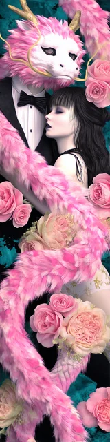 Free dragon bookmark featuring two dragons in a close hug